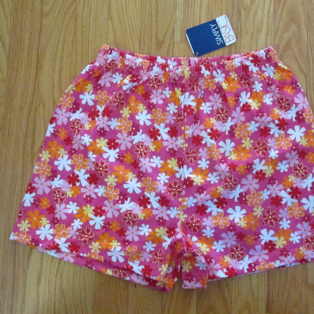 SIMPLY BASIC GIRL'S SIZE 14 / 16 SHORTS FUCHSIA PINK FLORAL JERSEY BOXERS NWT